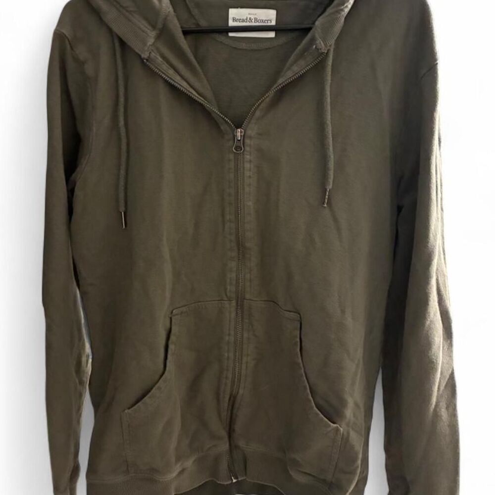 Bread & Boxers Washed Olive Full Zip Men’s Large Hoodie